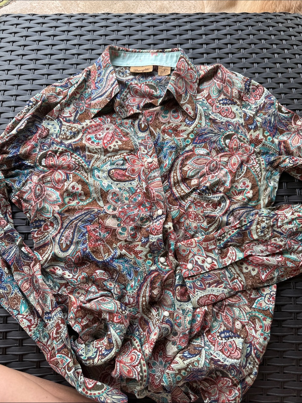 Wrangler Women's Paisley Button-Down Shirt - Brown, Teal, Red